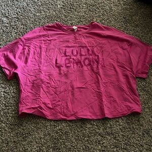 lululemon hot pink athletic cropped tee in size 8